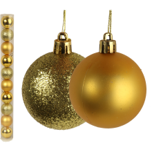 Komplet 10 Eleganckich Bombek Świątecznych w Złotym Kolorze - Plastikowych, Odpornych na Zniszczenia