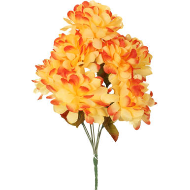 Bukiet 7 ż&oacute;łto-pomarańczowych sztucznych chryzantem o wysokiej jakości, idealny na Wszystkich Świętych