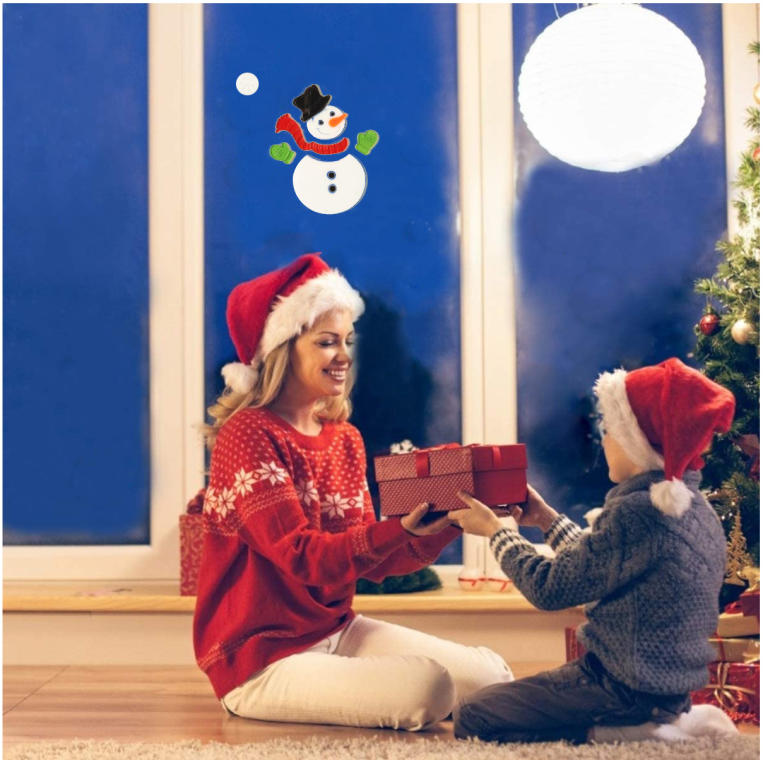 Żelowa Ozdoba na Okno - Bałwan ze Śnieżynkami