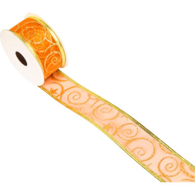 Złoto-pomarańczowa wstążka dekoracyjna 5 cm x 2,7 m