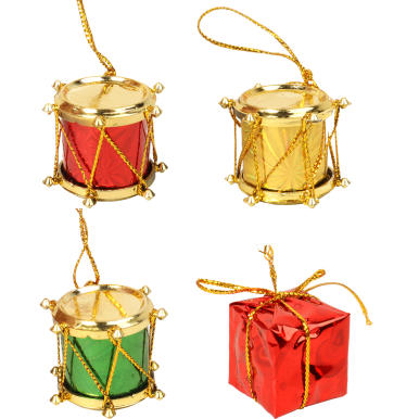 Komplet 12 ozd&oacute;b bożonarodzeniowych kolorowe bębenki