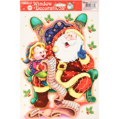 Naklejka samoprzylepna na okno z mikołajem