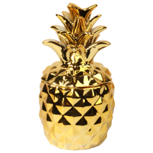 Ceramiczna mała szkatułka ananas w kolorze złotym