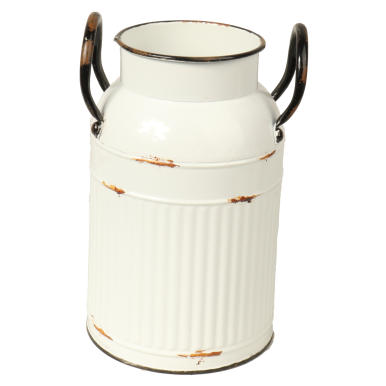 Metalowa Kanka Dekoracyjna w Stylu Vintage Biała Wazon na Kwiaty