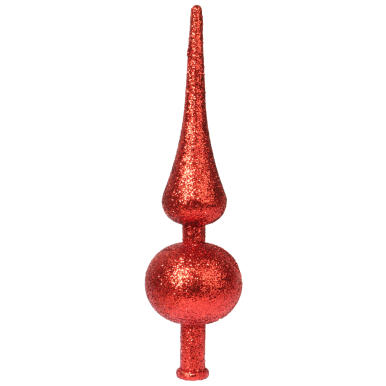 Czerwony Brokatowy Czubek na Choinkę 20 cm