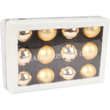 Komplet 12 bombek szklanych mix w kolorze złotym