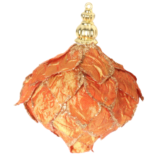 Zawieszka wrzeciono pomarańczowa z brokatem 10 cm