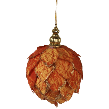 Bombka choinkowa z brokatowym materiałem w kolorze pomarańczowym, 8 cm