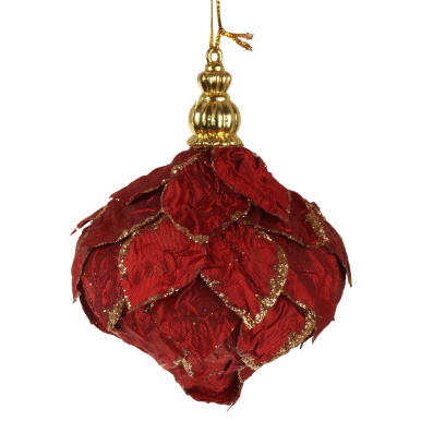 Zawieszka wrzeciono czerwona z brokatem 10 cm