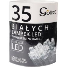 Lampki Choinkowe LED 35 Sztuk, Zimny Biały, Zasilane Bateriami 2xAA (Baterie Nie Załączone) - Do Użytku Wewnętrznego