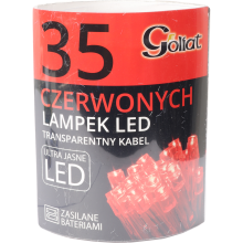 Czerwone Lampki Choinkowe 35 LED z Zasilaniem na Baterie 2xAA (Baterie Niezałączone) do Użytku Wewnętrznego