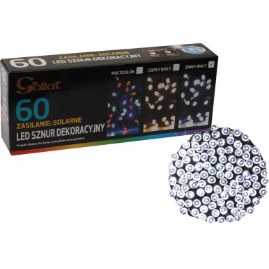 LAMPKI CHOINKOWE 60 LED-SOLARY ZIMNY BIAŁY 