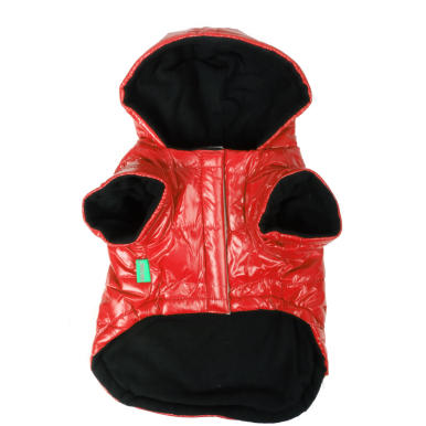 Ciepła Kurtka Zimowa dla Średniego Psa w Kolorze Czerwono-Czarnym z Kieszenią i Ociepleniem Polarowym, Wodoodporna, Rozmiar L