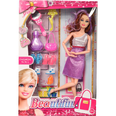 Zestaw prezentowy: Lalka z akcesoriami - Torebka, Buty, Lusterko