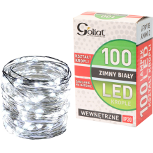 Biały Girlanda LED na baterie, 100 Lamp Choinkowych w kształcie Łezek, Energooszczędne