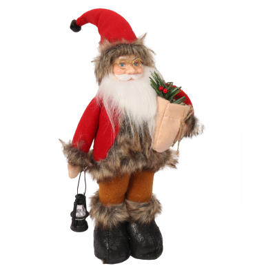Figurka Mikołaja w Czerwonym Ubraniu z Lampionem