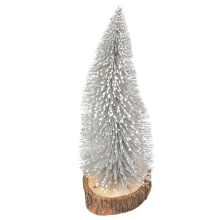 Choinka Świąteczna z Oświetleniem LED na Pniu Drewnianym, Zasilana Bateriami, 30 cm