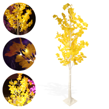 Drzewko Świąteczne z Liśćmi i Oświetleniem LED 145 Diód, Wysokie 150cm, Kolor Żółty, Zasilanie sieciowe.
