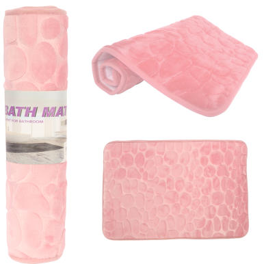 Antypoślizgowy Dywanik Łazienkowy z Mikrofibry w Kolorze Pudrowego Różu