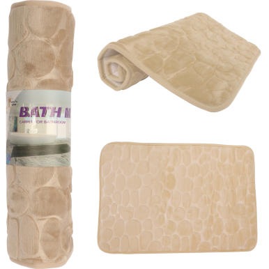 Beżowy Dywanik Łazienkowy z Mikrofibry Antypoślizgowy 45x70 cm