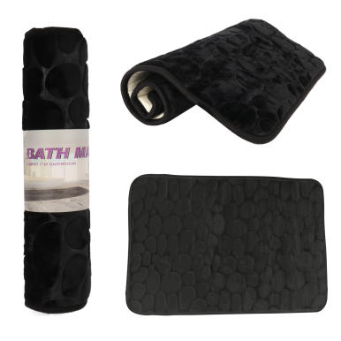 Dywanik łazienkowy z mikrofibry antypoślizgowy w kolorze czarnym 45x70 cm
