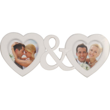 Romantyczna Podwójna Ramka na Zdjęcia - Dwa Serca