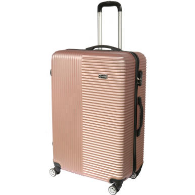 Duża Walizka Podr&oacute;żna Kosmo 650 z ABS Plus i K&oacute;łkami 360 Stopni - Pudrowy R&oacute;ż Metalik