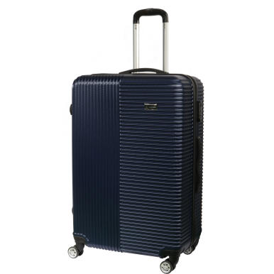 Walizka podróżna dużej pojemności Kosmo 450 z ABS Plus, z 4 obrotowymi kółkami i dwupoziomowym aluminiowym stelażem, kolor granatowy.