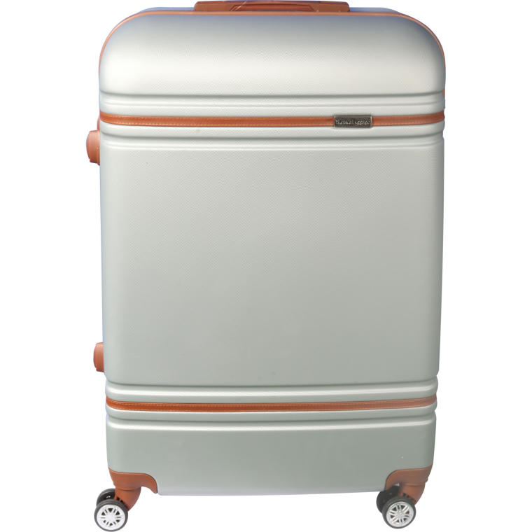 Walizka podróżna Gravi 650, srebrna, wytrzymała, zabezpieczająca bagaż, idealna na lot, pociąg czy autokar.