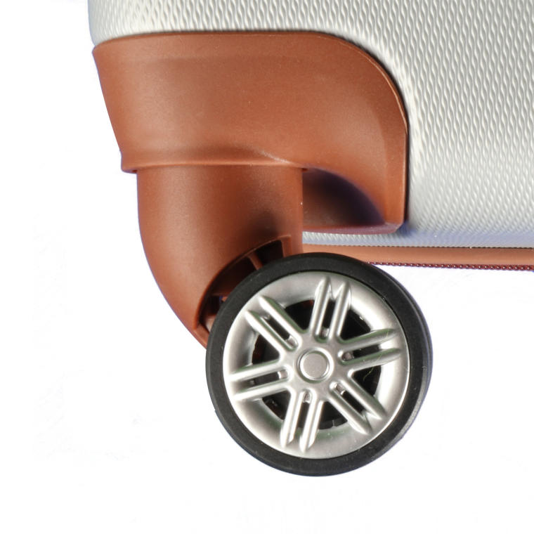 Walizka podróżna Gravi 650, srebrna, wytrzymała, zabezpieczająca bagaż, idealna na lot, pociąg czy autokar.