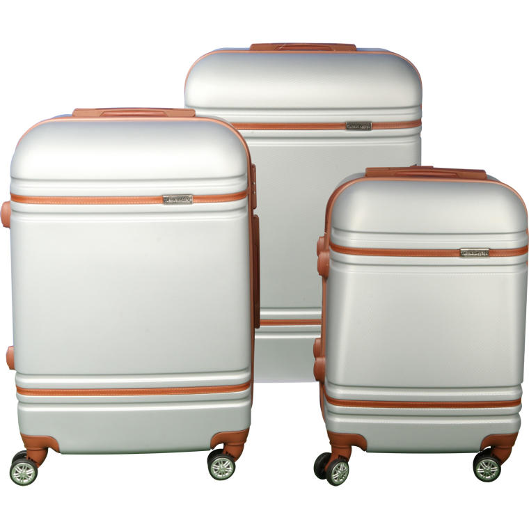 Walizka podróżna Gravi 650, srebrna, wytrzymała, zabezpieczająca bagaż, idealna na lot, pociąg czy autokar.