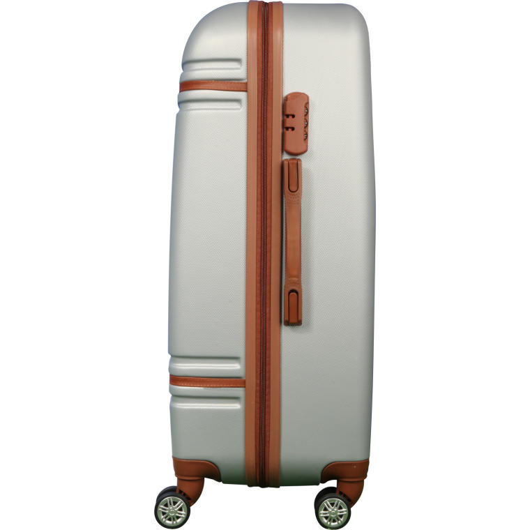 Walizka podróżna Gravi 650, srebrna, wytrzymała, zabezpieczająca bagaż, idealna na lot, pociąg czy autokar.