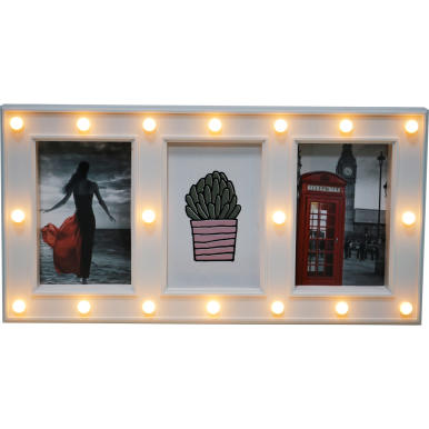 Biała Ramka Dekoracyjna z Podświetleniem LED 40x20cm