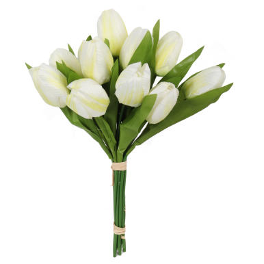 TULIPAN TULIPANY DUŻY BUKIET  12 SZTUCZNE KWIATY BIAŁY