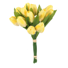 Bukiet 12 Sztucznych Tulipanów w Naturalnym Odcieniu Żółtego, Dekoracja Wnętrz, 38 cm