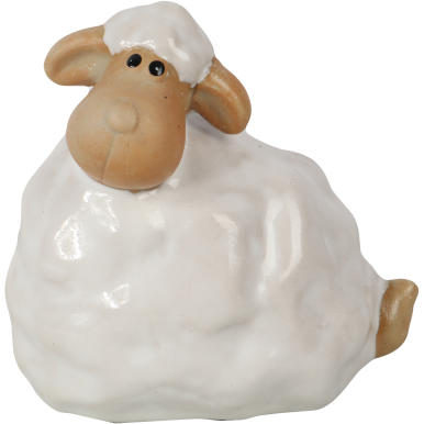 Elegancka Ceramiczna Figurka Wielkanocnego Baranka Biało-Kremowa.