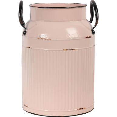 Metalowa Kanka Vintage w Kolorze Pudrowego Różu z Wytłoczeniami i Uchwytami, 27x18x13 cm