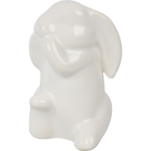 Figurka Dekoracyjna Świąteczny Zając z Białej Ceramiki 9.5x7 cm