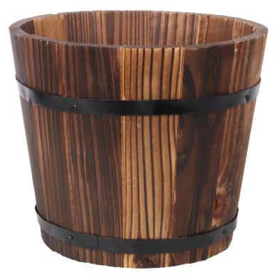 Donica Drewniana z Metalowymi Obręczami i Uchwytami 21x18x16 cm - Kolekcja Vintage