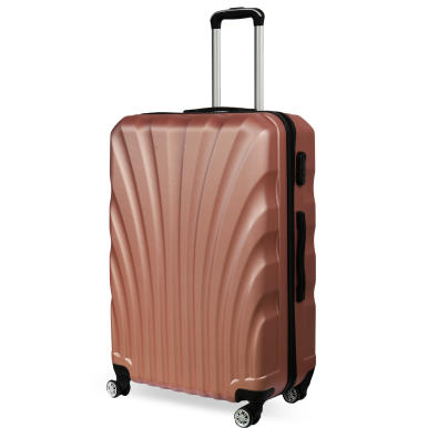 Duża Walizka Podróżna Matrix 1200 z Mocnego ABS, Blokadą Suwaków i Kółeczkami 360 Stopni - Kolor Miedziany