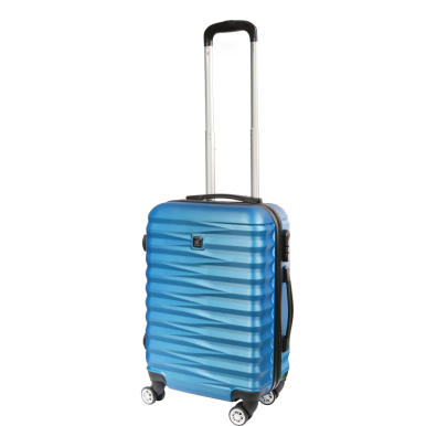 Odporne na Uszkodzenia Niebieskie Walizki Podróżne z ABS Kabinowe Matrix 950 z Blokadą Szyfrową i 4 Kółkami Obracanymi o 360 Stopni.
