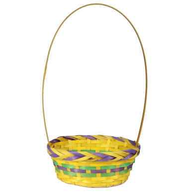 Ż&oacute;łty Koszyk Wielkanocny z Pałąkiem do Święcenia Pokarm&oacute;w i Dekoracji