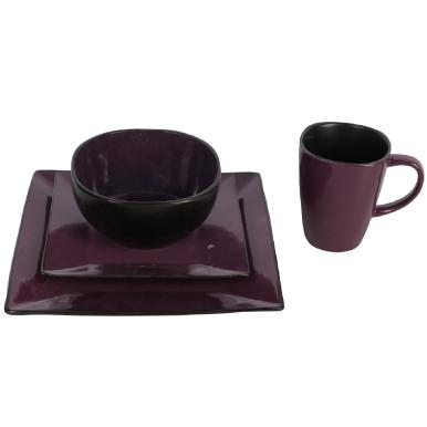 Komplet Ceramicznej Zastawy Stołowej w Odcieniu Fioletu
