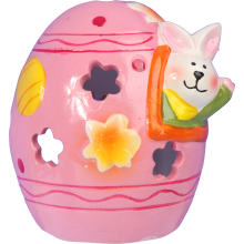 Różowy Lampion Ceramiczny w Kształcie Jajka z Zajączkiem na Świeczkę Tealight