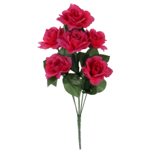 Różowy Bukiet Sztucznych Róż 38cm, 6 Sztuk - Dekoracja do Kompozycji Florystycznych