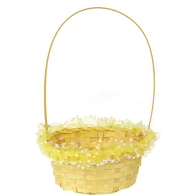 KOSZYK WIELKANOCNY Z FALBANKĄ TRAWA MORSKA ŻÓŁTY MAŁY