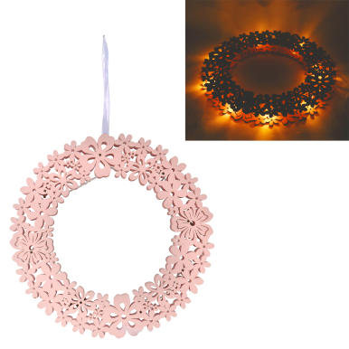 WIANEK WIOSENNY WIELKANOCNY Z OŚWIETLENIEM LED DREWNIANY