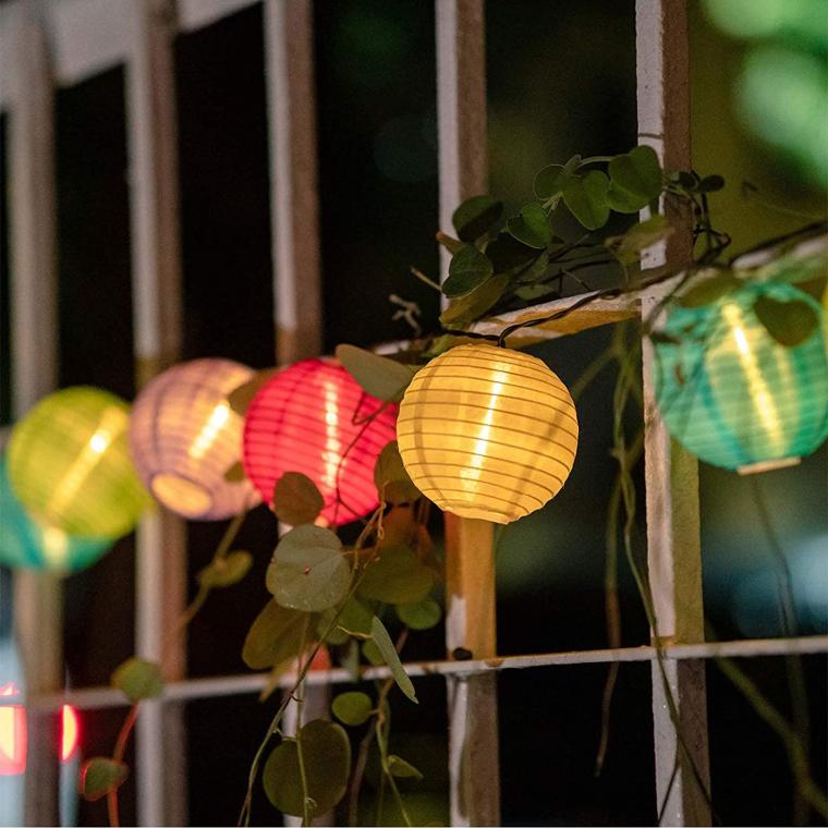 Kolorowe Lampki Solarne na Sznurze do Dekoracji Ogrodu, 10 LED, Odporny na Warunki Pogodowe
