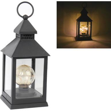 LATARNIA Z ŻARÓWKĄ 5 MINI LED CZARNA