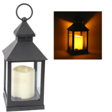 Czarny LEDowy Lampion Dekoracyjny z Imitacją Świecy